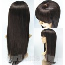 Indian virgin silk straight Lace wigs with chinese bangs-Lw4021