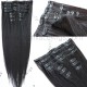 Clips in Silk straight human hair  extensions --CE01