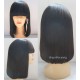 Indian remy blunt cut bob hair with bangs full lace wig-BB004