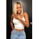 Virgin blonde lace front wig bob hair with dark roots 130% density preplucked hairline BB015