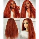 Ginger Orange Virgin Human Hair Curly Glueless 13x6 Lace Front wig BW0031