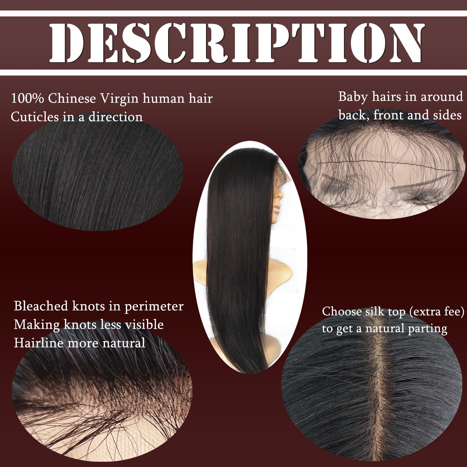 Chinese virgin Light yaki full lace wigs silk top bleached knots-