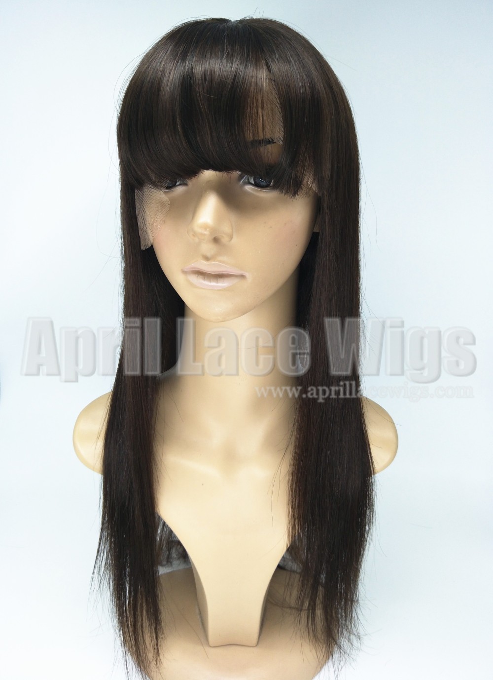 Indian virgin human hair full lace wigs with bangs