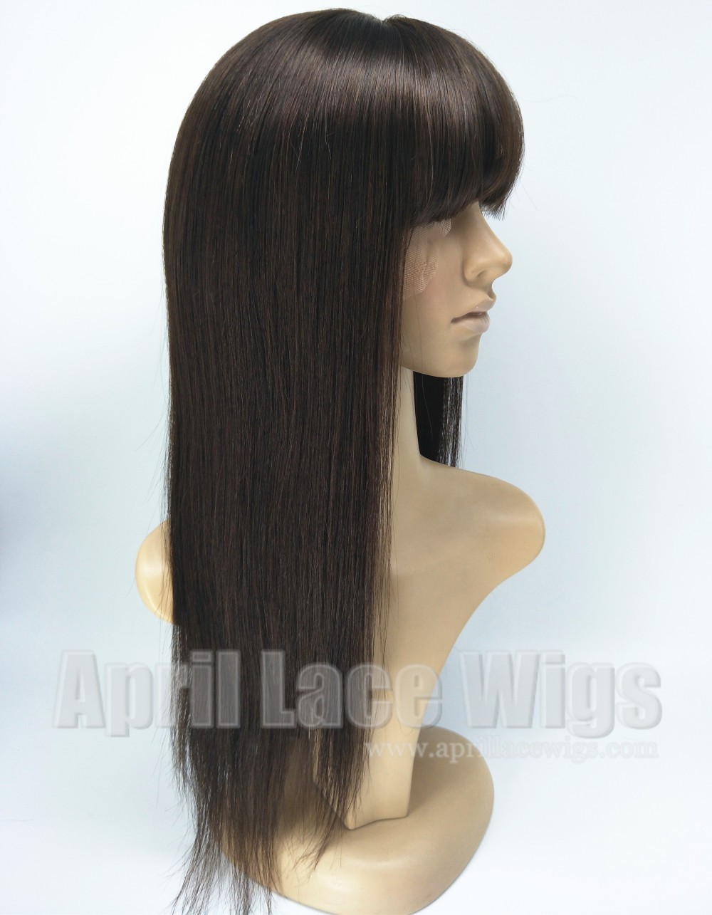 Indian virgin human hair full lace wigs with bangs