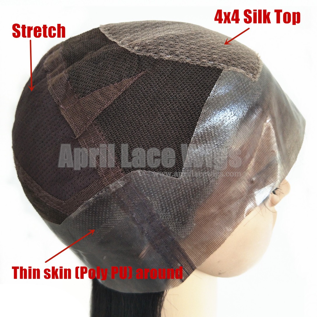 Thin skin Poly PU silk top full lace wig