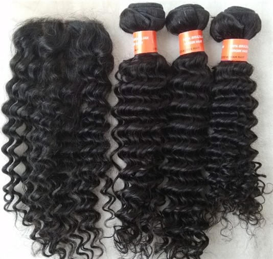 Brazilian virgin deep wave wefts bundles