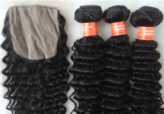 Brazilian virgin deep wave wefts bundles