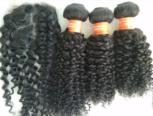 Brazilian virgin curly wefts bundles