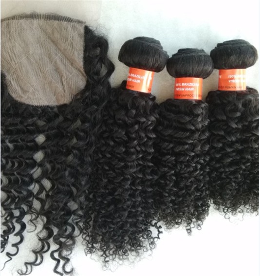 Brazilian virgin curly wefts bundles