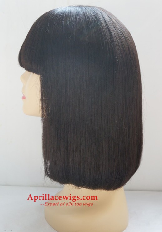 Blunt cut bob hair with bangs