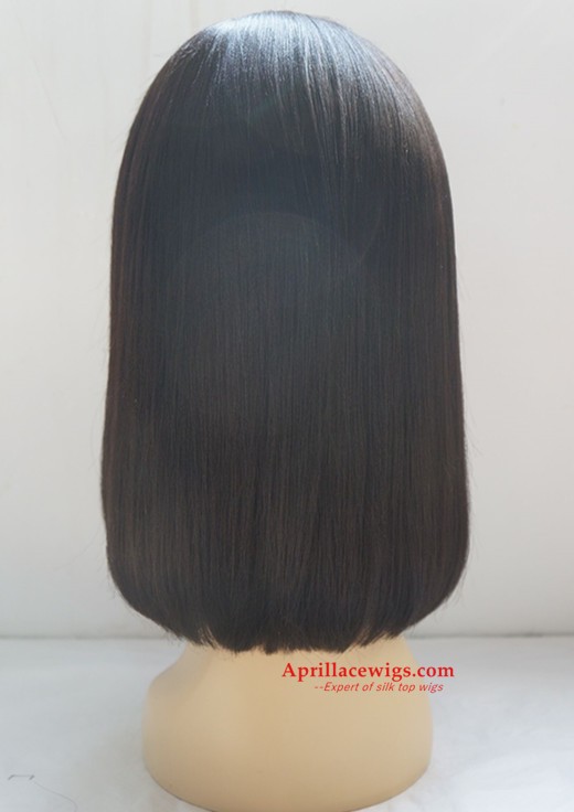 Blunt cut bob hair with bangs