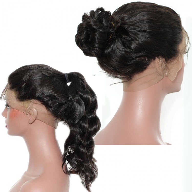 body wave 360 wig Brazilian virgin ponytail and bun