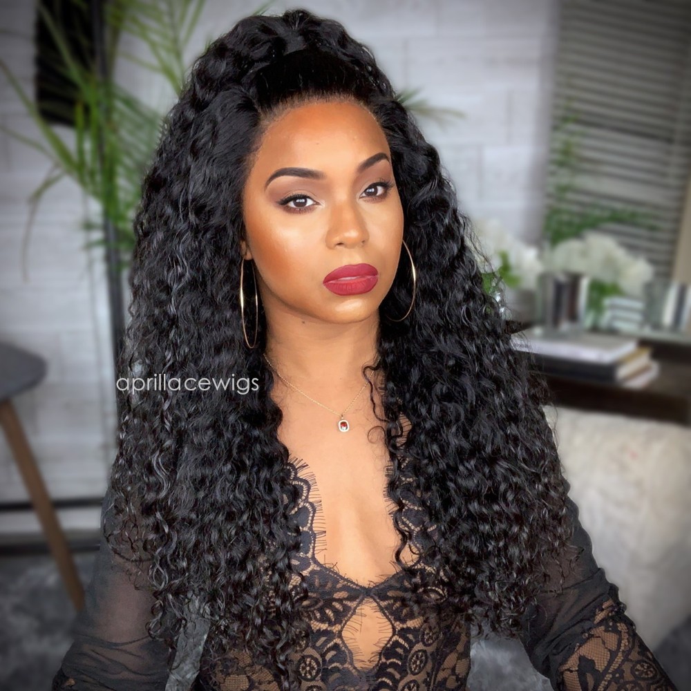 deep curly 360 wig preplucked hairline