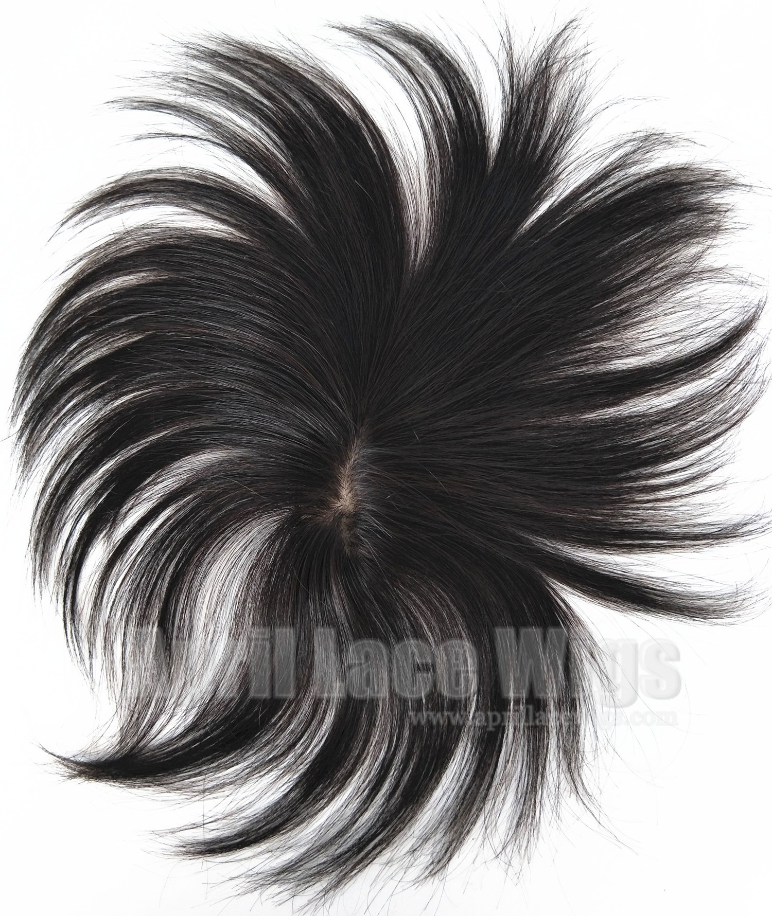 Poly PU around straight hair oval silk top topper with clips Poly PU around straight hair oval silk top topper with clips