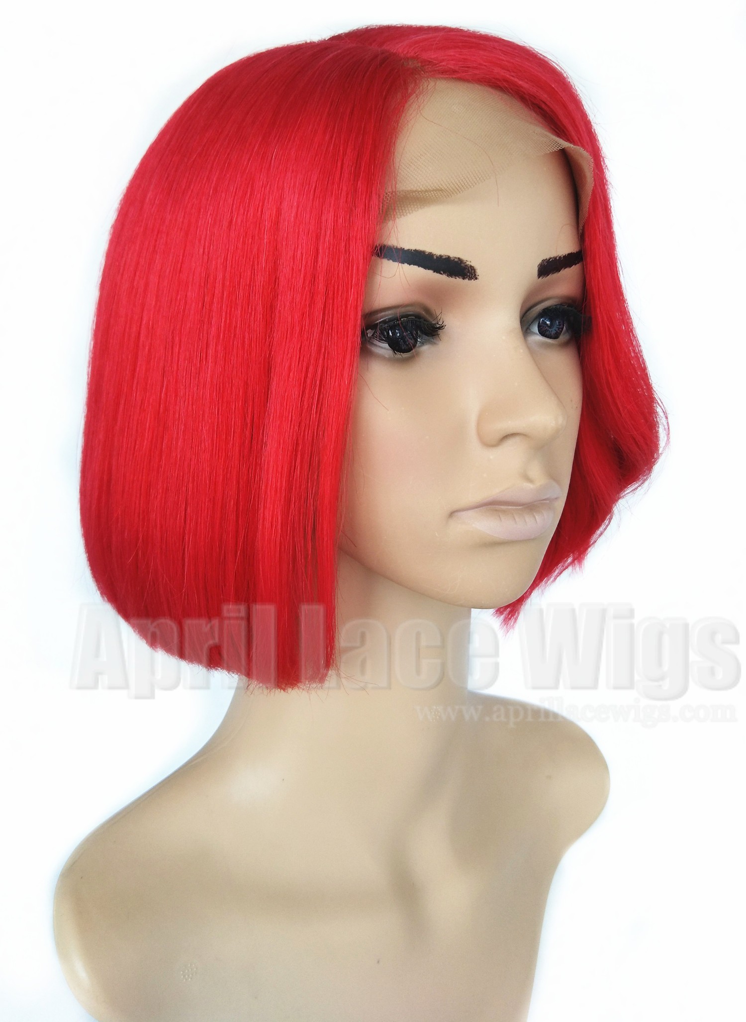 Brazilian virgin 180% density red color bob hair full lace wig with silk top