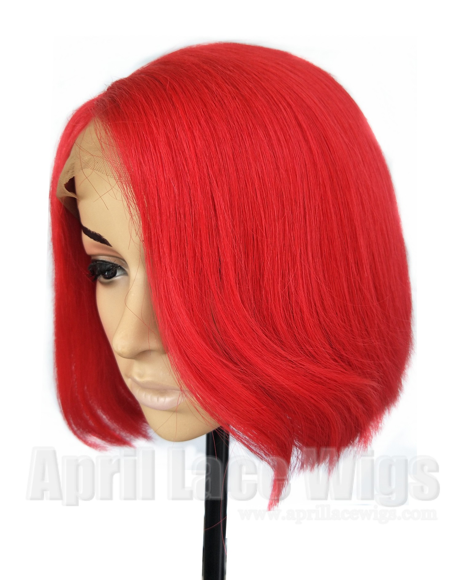 Brazilian virgin 180% density red color bob hair full lace wig with silk top