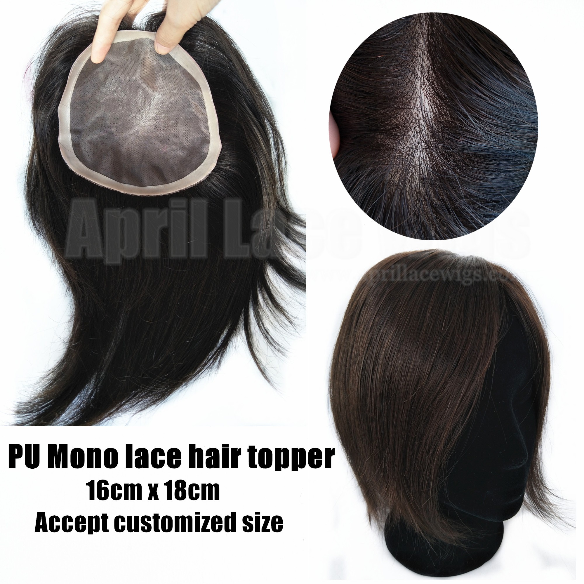 Mono lace and PU around hair topper Mono lace and PU around hair topper
