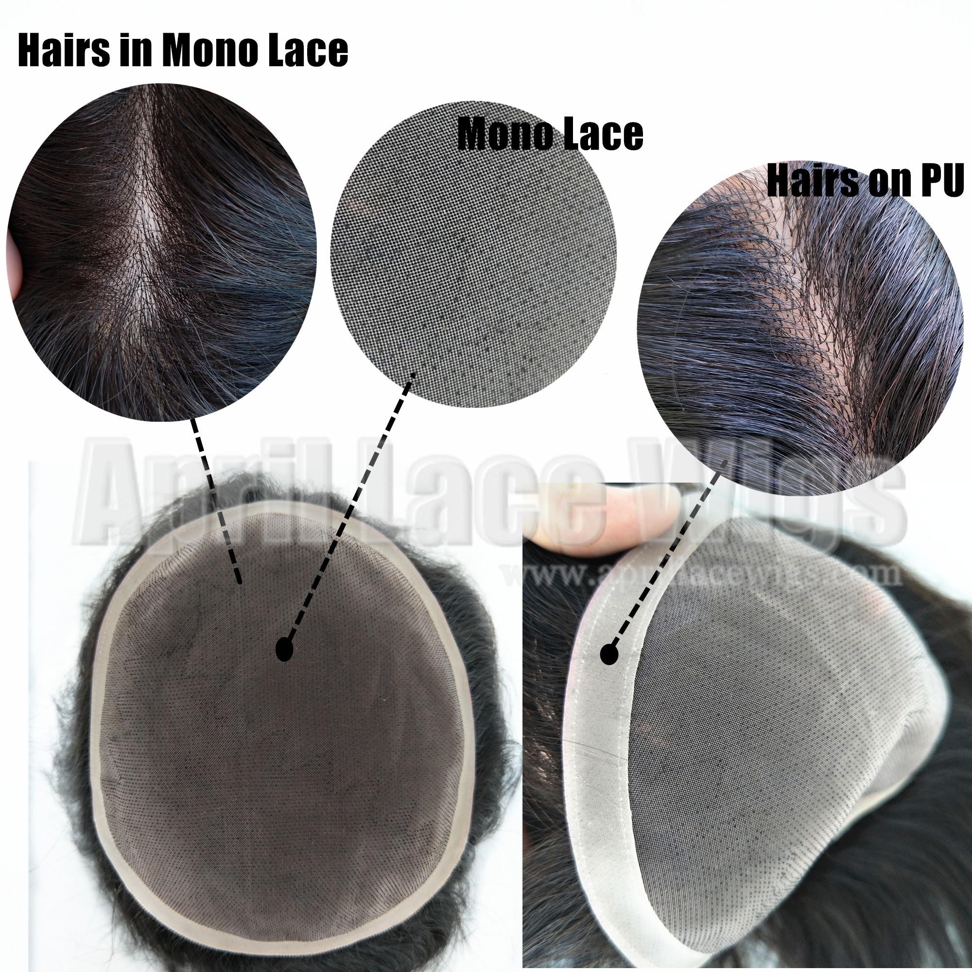 Mono lace and PU around hair topper Mono lace and PU around hair topper