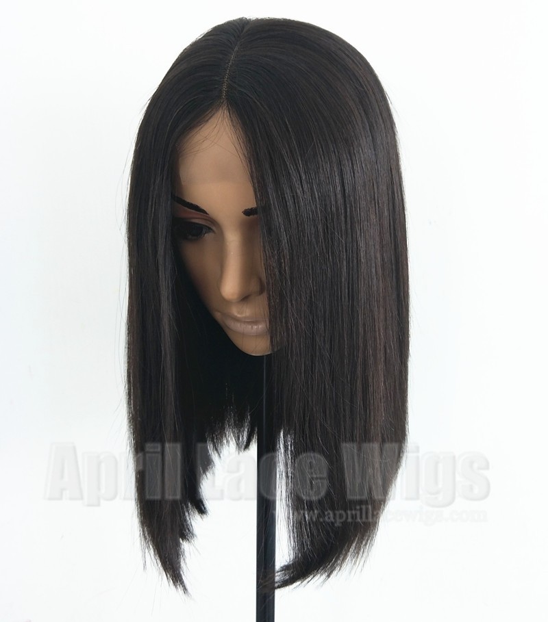 Brazilian virgin natural color blunt cut bob lace front wig