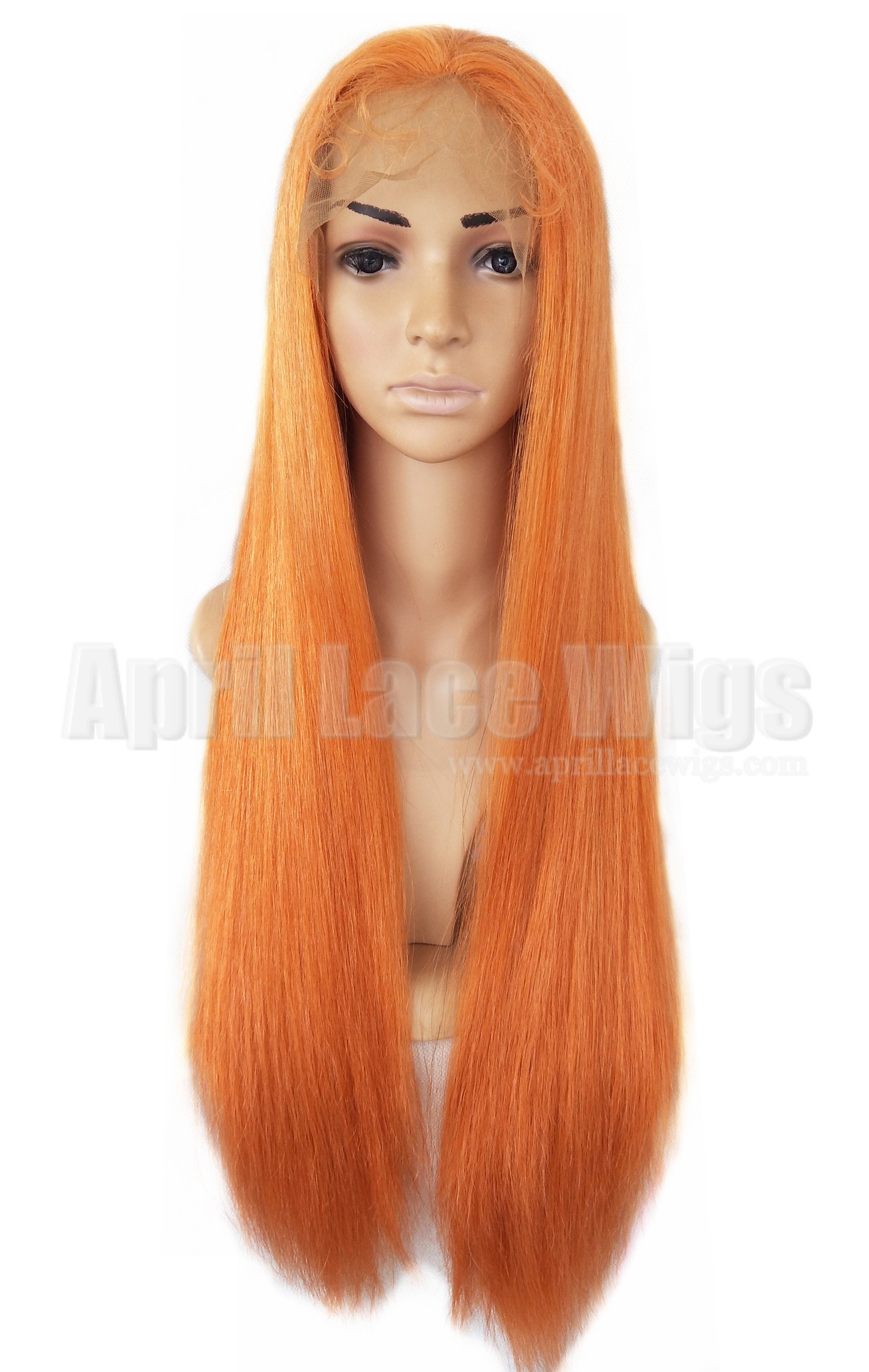Virgin Hair Orange Color Glueless Lace Front Wig