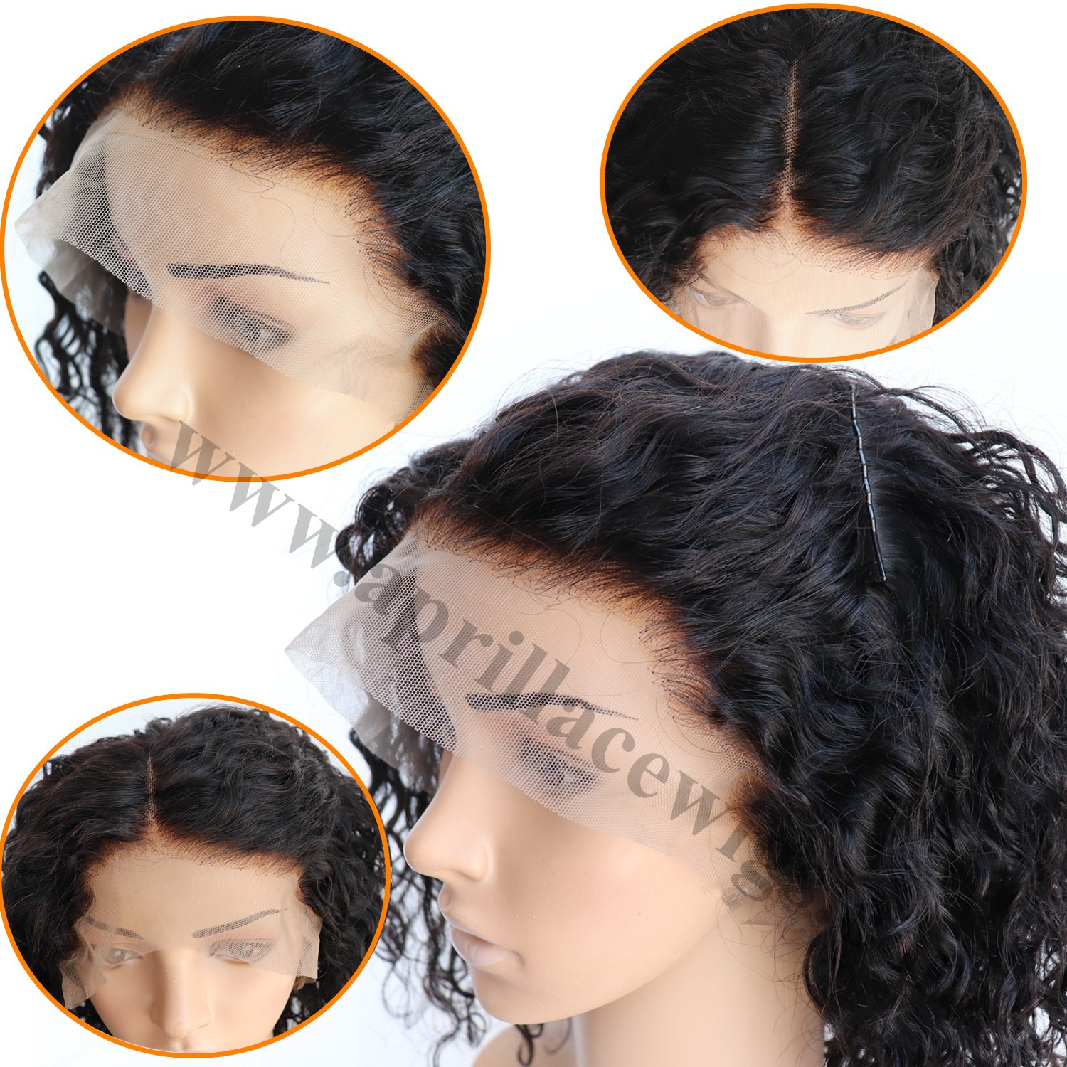 Mongolian virgin deep curly bob 360 wig