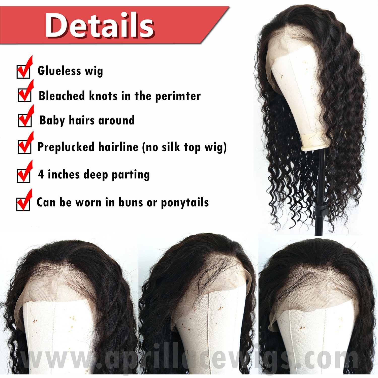 deep wave Brazilian virgin glueless 360 lace wig preplucked hairline