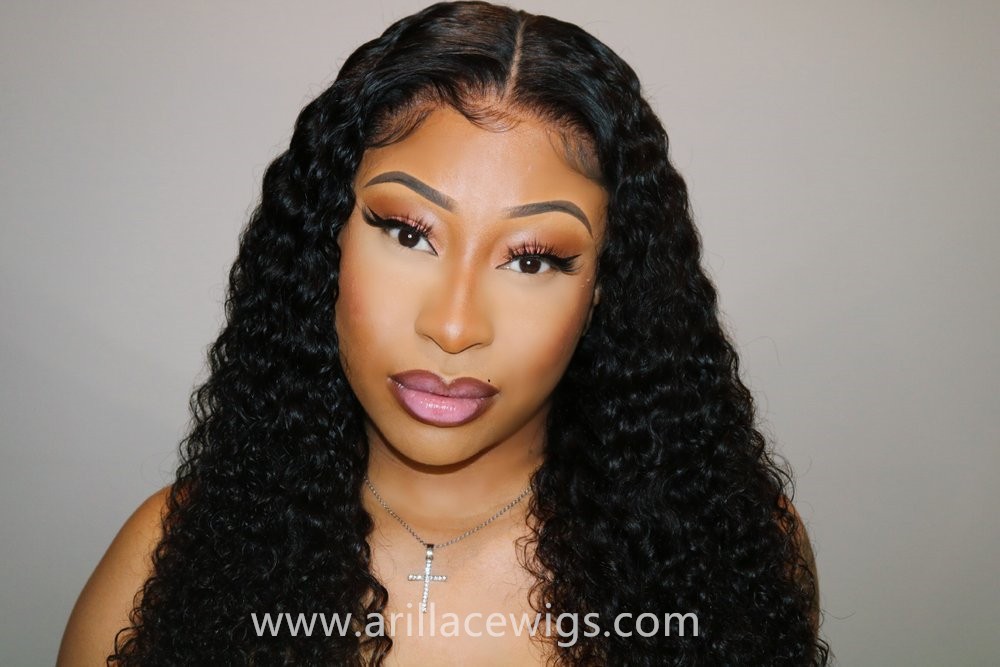 Brazilian virgin 150% density glueless 6 inches lace front wig preplucked hairline