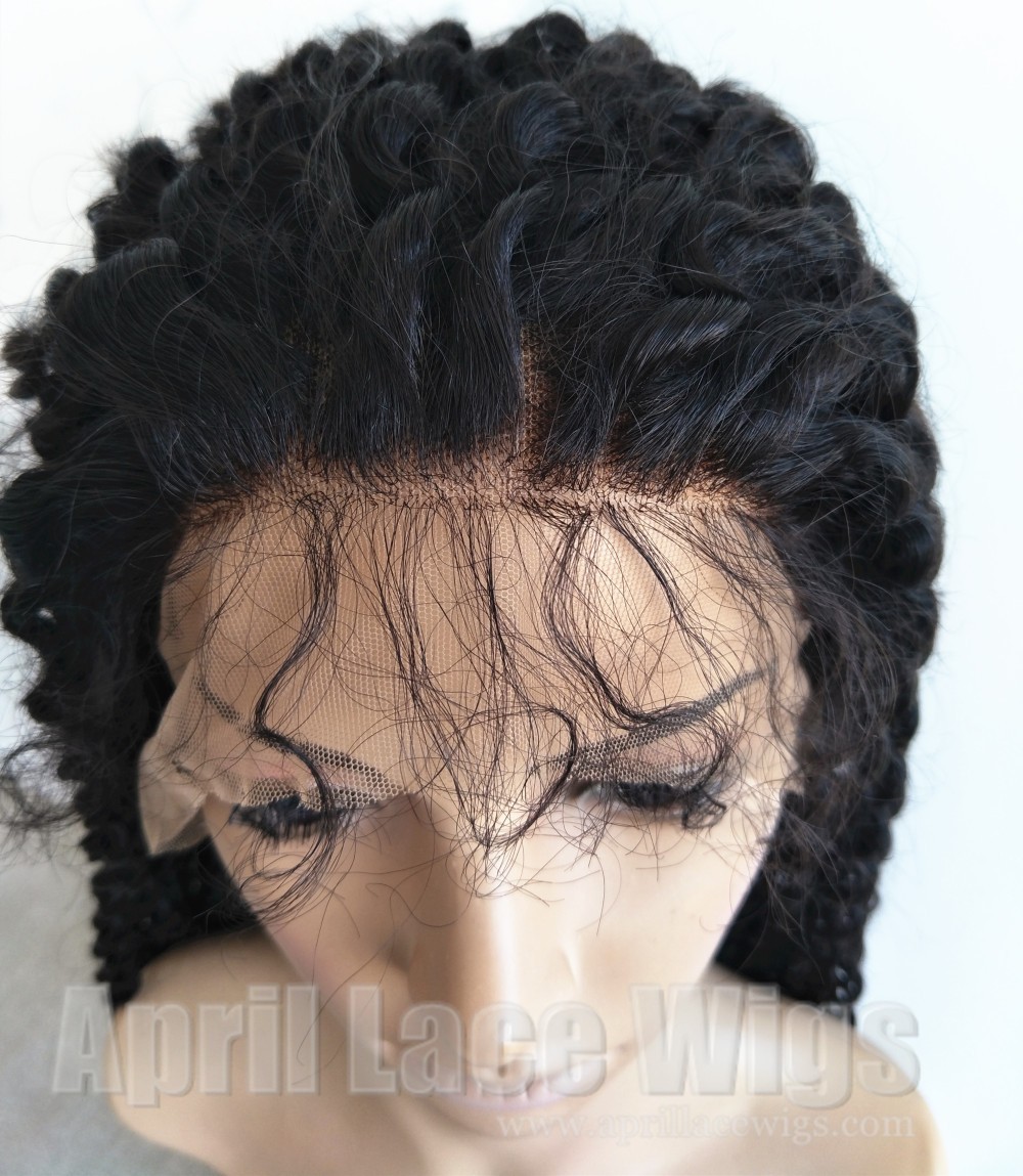 Malaysian Virgin Spanish Curl Full Lace Wig bleached knots baby hairs