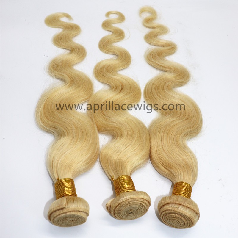 3 bundles color 613  blonde virgin human hair wefts