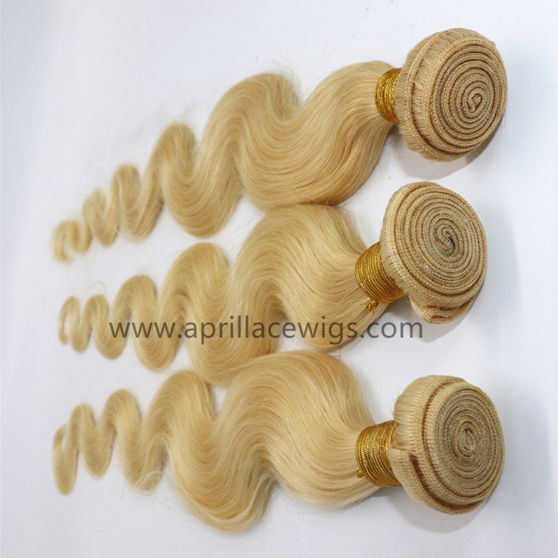 3 bundles color 613  blonde virgin human hair wefts