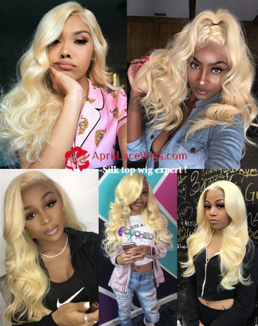 3 bundles color 613 blonde virgin human hair wefts