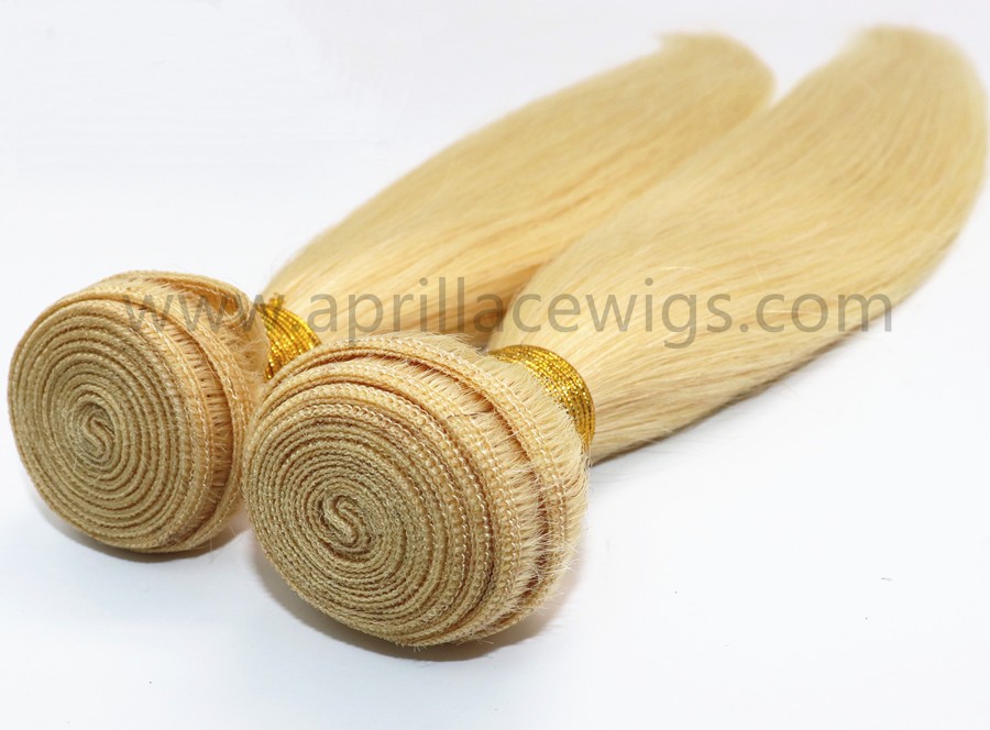 2 bundles color 613 blonde virgin human hair wefts