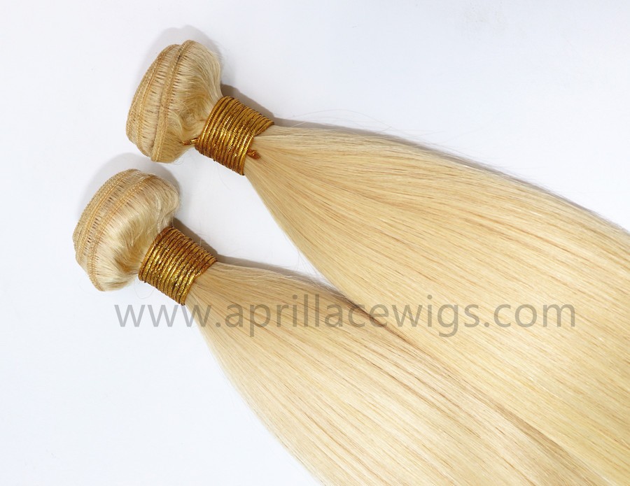 2 bundles color 613 blonde virgin human hair wefts