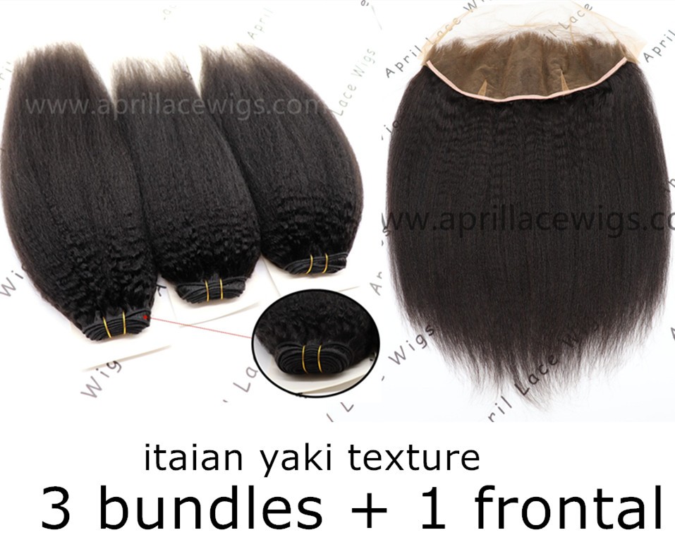 Italian yaki indian remy human hair 3 wefts and 1 lace frontal