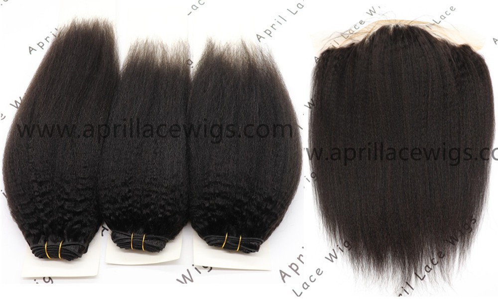 Italian yaki indian remy human hair 3 wefts and 1 lace frontal