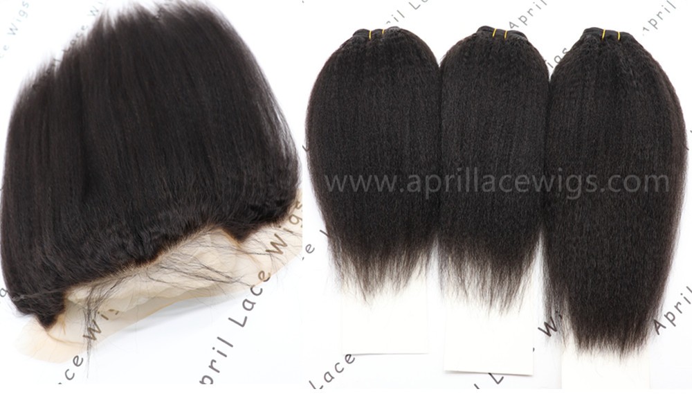 Italian yaki indian remy human hair 3 wefts and 1 lace frontal