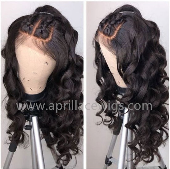 Brazilian virgin ocean wave glueless 360 wig