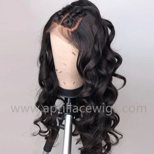 Brazilian virgin ocean wave glueless 360 wig