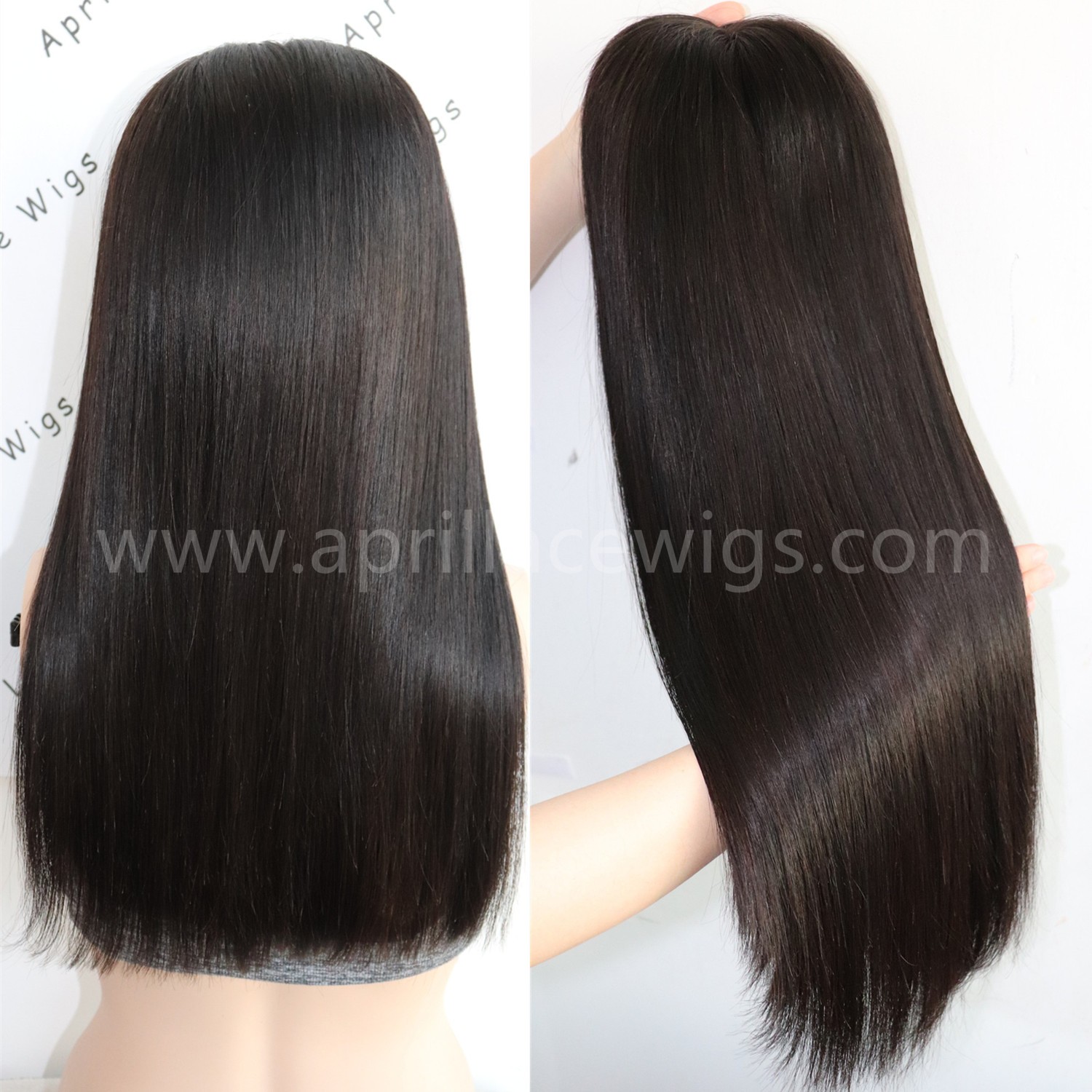 silk straight long blunt cut glueless 360 wig with preplucked hairline