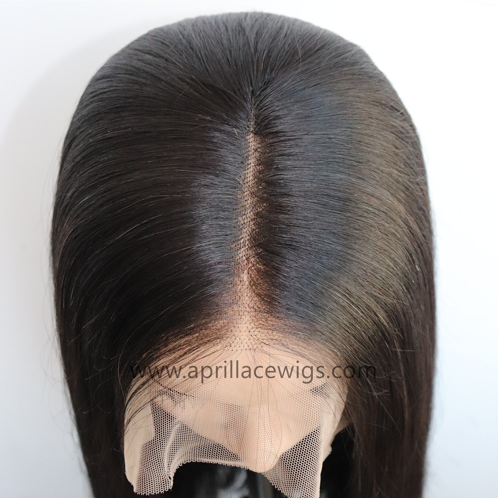 silk straight long blunt cut glueless 360 wig with preplucked hairline
