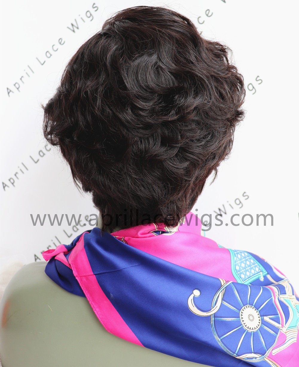 150% Density Full Human Hair Pixie Curly Glueless 13x6 Lace Front Wig