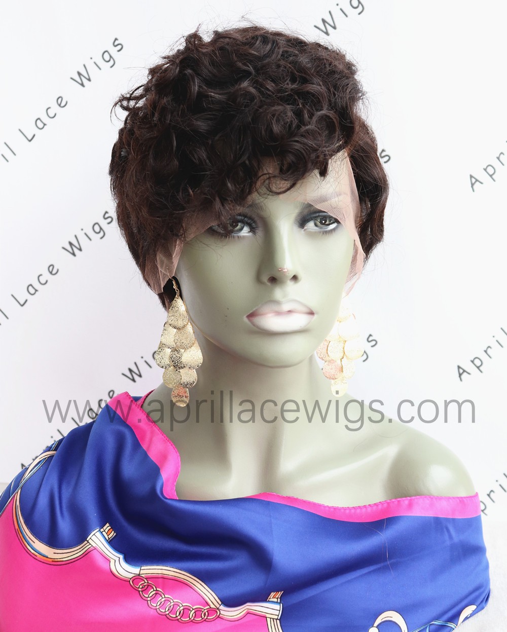 150% Density Full Human Hair Pixie Curly Glueless 13x6 Lace Front Wig