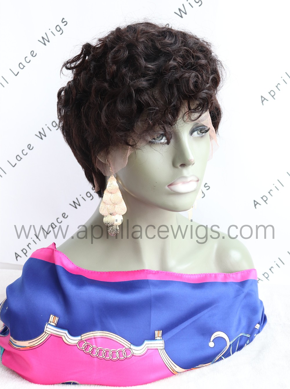 150% Density Full Human Hair Pixie Curly Glueless 13x6 Lace Front Wig