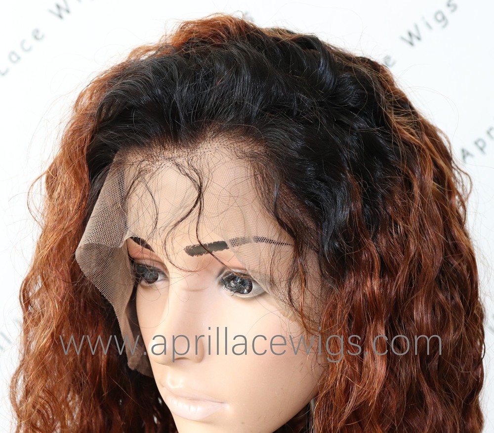 Virgin hair dark roots ombre brown glueless 360 wig preplucked hairline