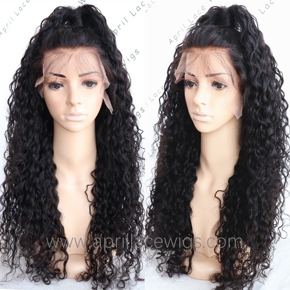 Deep curly 6'' deep parting glueless lace front wig 150% density preplucked hairline