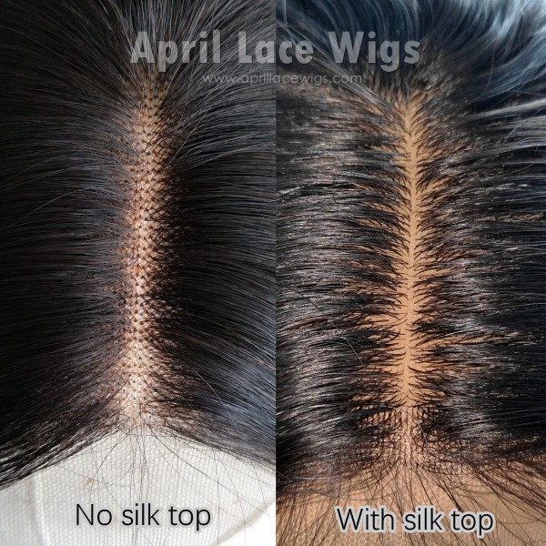 Virgin 6mm curly silk top bleached knots Full lace wig bW0070 AprilLaceWigs