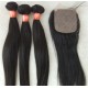 Brazilian Virgin Human hair 3 Wefts and 1 Silk Top Closure