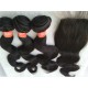 Brazilian Virgin Human hair 3 Wefts and 1 Silk Top Closure