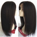 Virgin hair natural color Italian yaki/Kinky straight full lace wig-bw0039