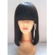 Indian remy blunt cut bob hair with bangs full lace wig-BB004